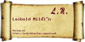 Leibold Milán névjegykártya